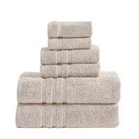 Veria 6 Piece Towel Set with Plush Cotton Fabric The Urban Port, Beige - BM250065