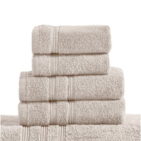 Veria 6 Piece Towel Set with Plush Cotton Fabric The Urban Port, Beige - BM250065