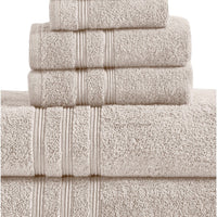 Veria 6 Piece Towel Set with Plush Cotton Fabric The Urban Port, Beige - BM250065