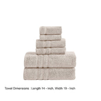 Veria 6 Piece Towel Set with Plush Cotton Fabric The Urban Port, Beige - BM250065