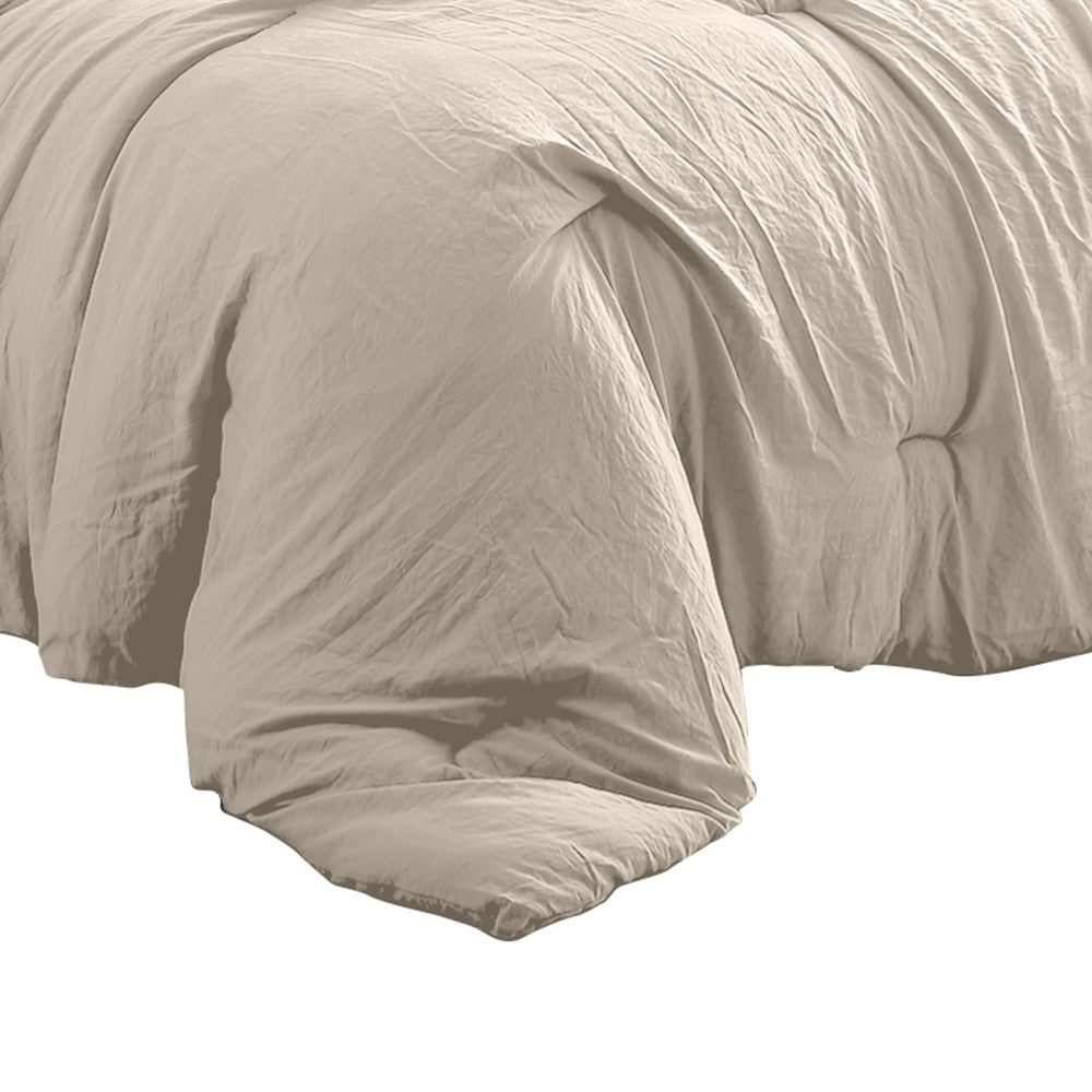 Veria 4 Piece Queen Comforter Set with Deep Stitching The Urban Port, Beige - BM250086