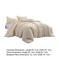 Veria 4 Piece Queen Comforter Set with Deep Stitching The Urban Port, Beige - BM250086