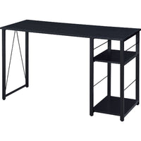 Writing Desk with 2 Tier Side Shelves and Tubular Metal Legs, Black - BM250209