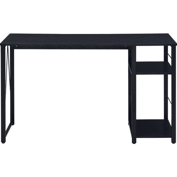 Writing Desk with 2 Tier Side Shelves and Tubular Metal Legs, Black - BM250209