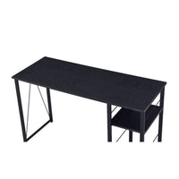 Writing Desk with 2 Tier Side Shelves and Tubular Metal Legs, Black - BM250209