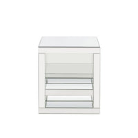 Accent Table with Mirrored Panels and C Shape, Silver - BM250272