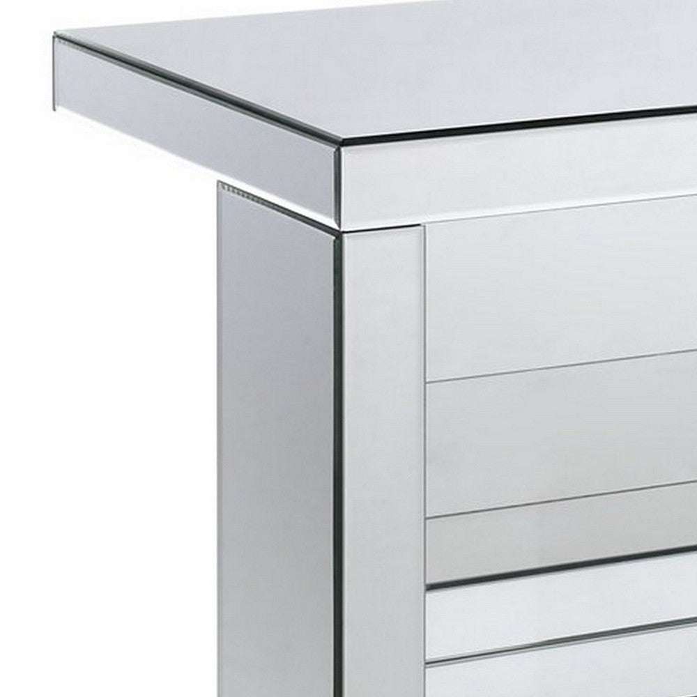 Accent Table with Mirrored Panels and C Shape, Silver - BM250272