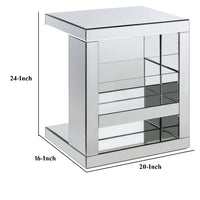 Accent Table with Mirrored Panels and C Shape, Silver - BM250272