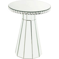 Accent Table with Beveled Mirror Framing and Faux Crystals, Silver - BM250297