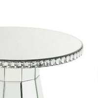 Accent Table with Beveled Mirror Framing and Faux Crystals, Silver - BM250297