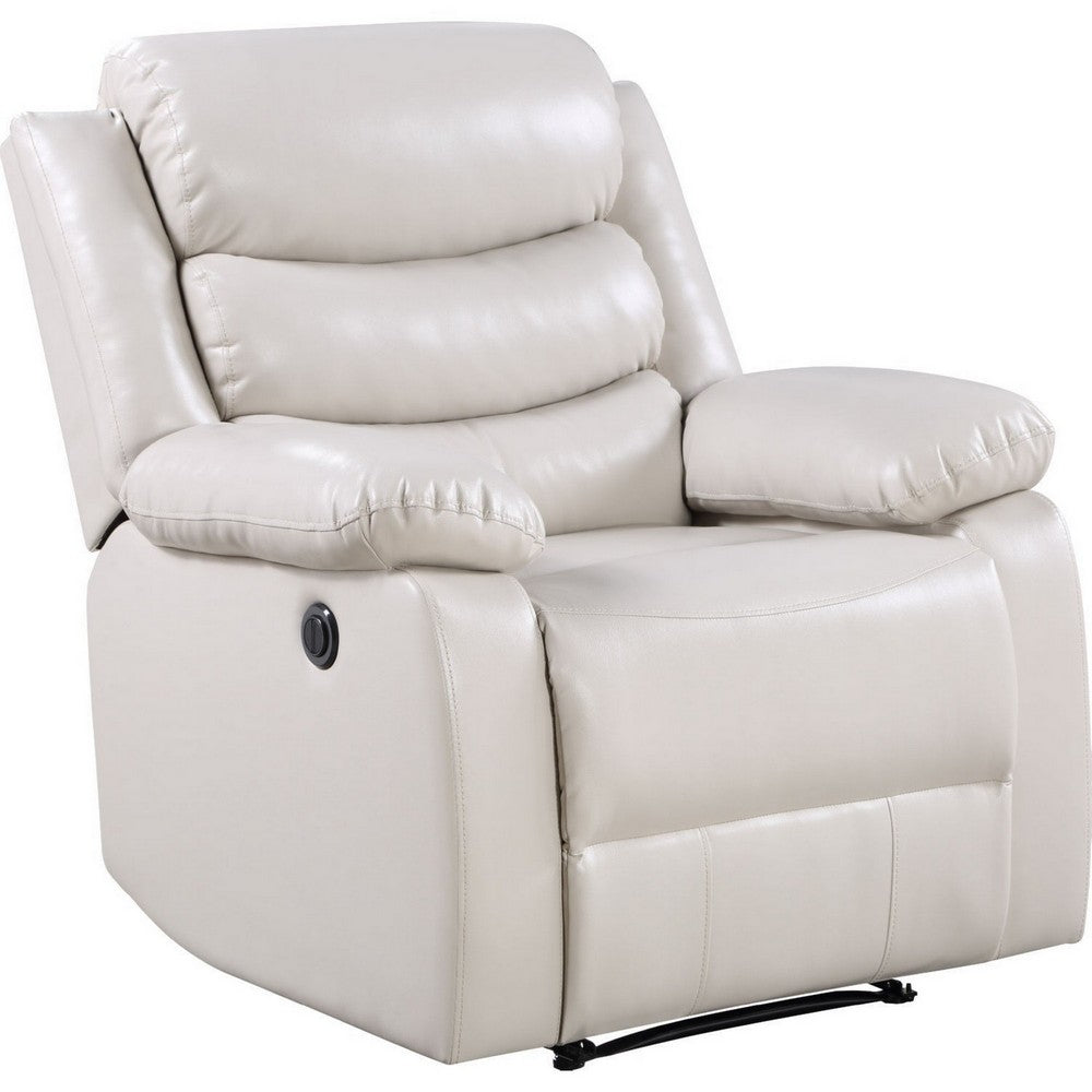 Power Recliner Chair with Split Back and Pillow Top Cream BM250343