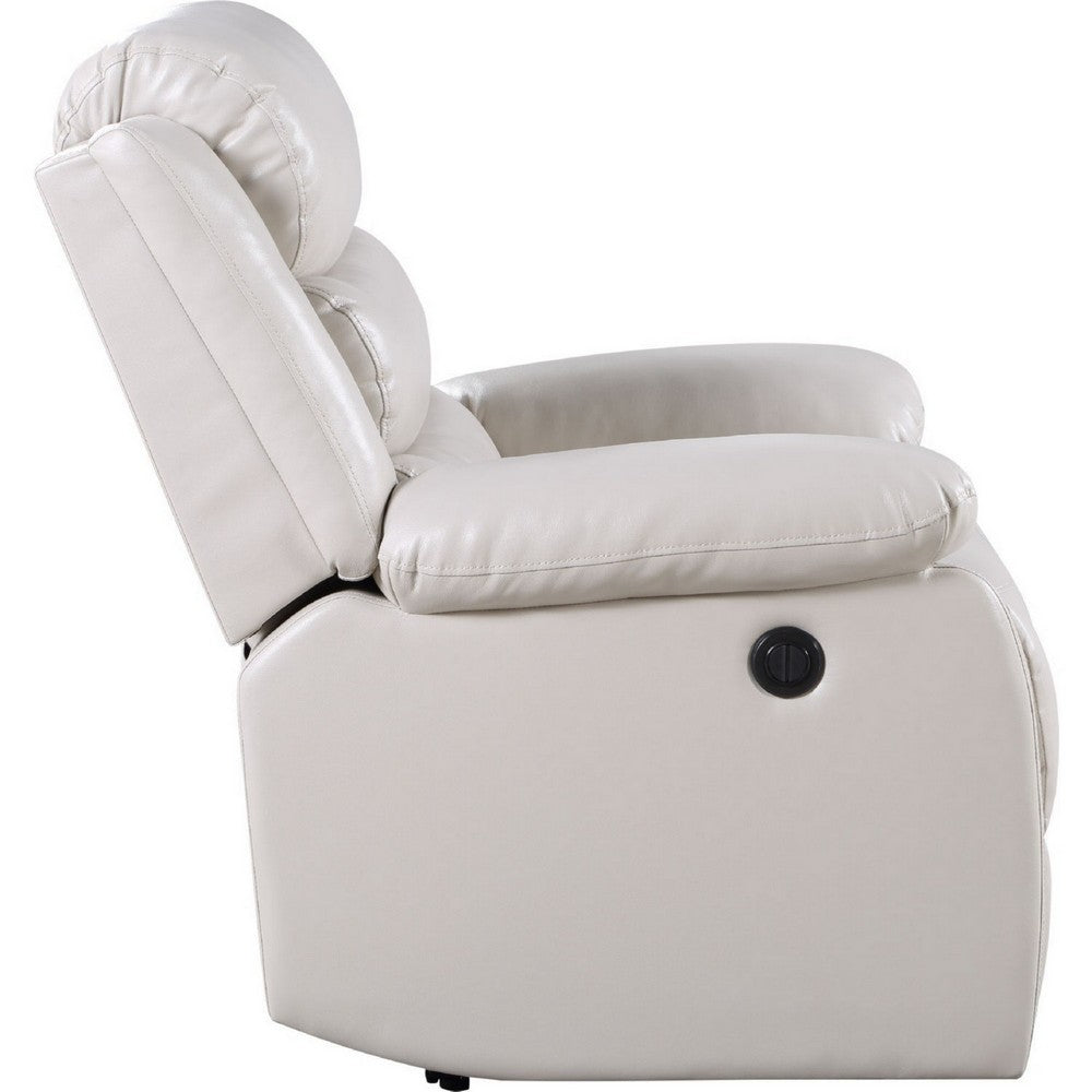 Power Recliner Chair with Split Back and Pillow Top, Cream - BM250343