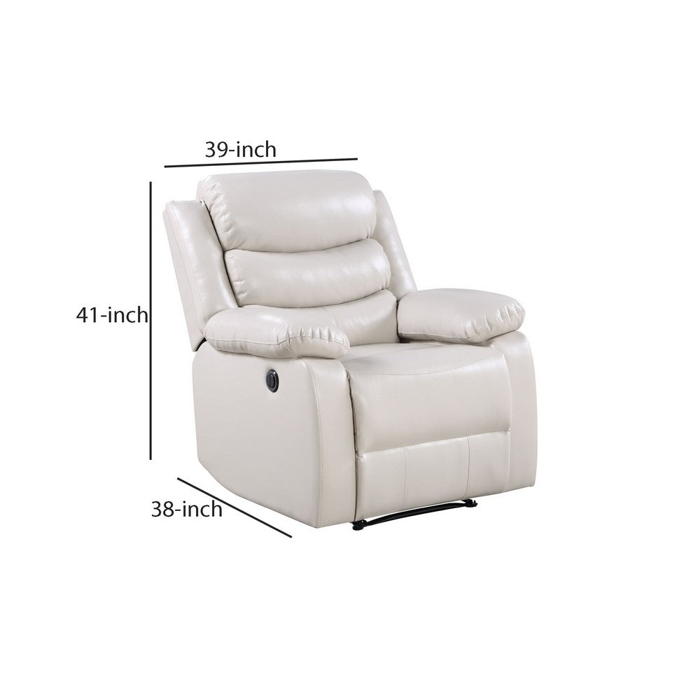 Power Recliner Chair with Split Back and Pillow Top, Cream - BM250343