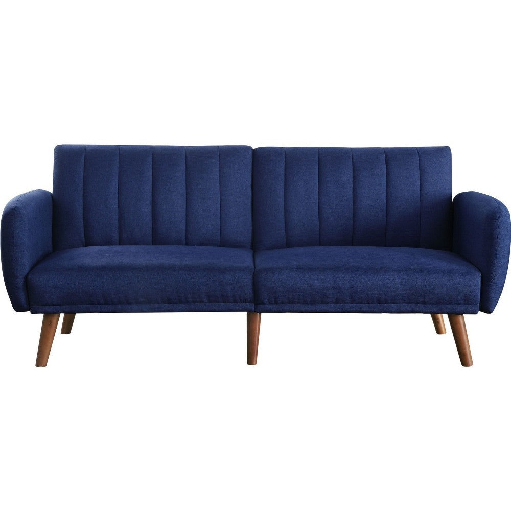 Fabric Upholstered Adjustable Sofa, Blue and Brown - BM250352