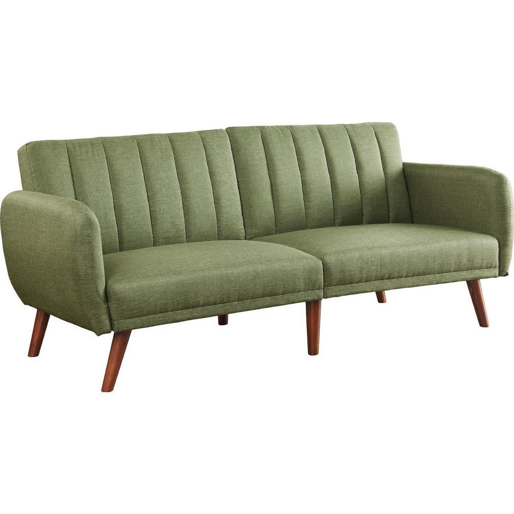 Fabric Upholstered Adjustable Sofa, Green and Brown - BM250358