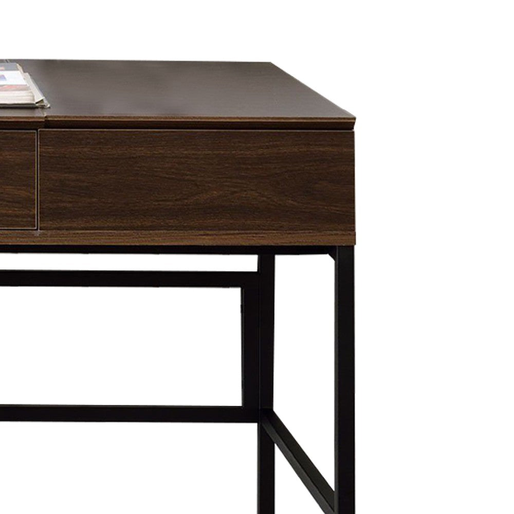 Writing Desk with Lift Top Storage and USB Plugin, Brown - BM250369