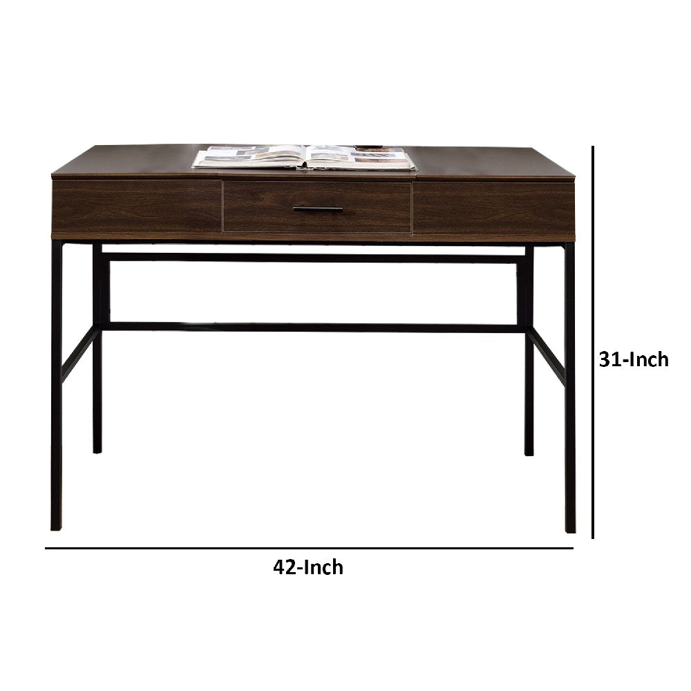 Writing Desk with Lift Top Storage and USB Plugin, Brown - BM250369