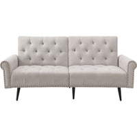 Adjustable Sofa with Button Tufting and Rolled Arms, White - BM250414