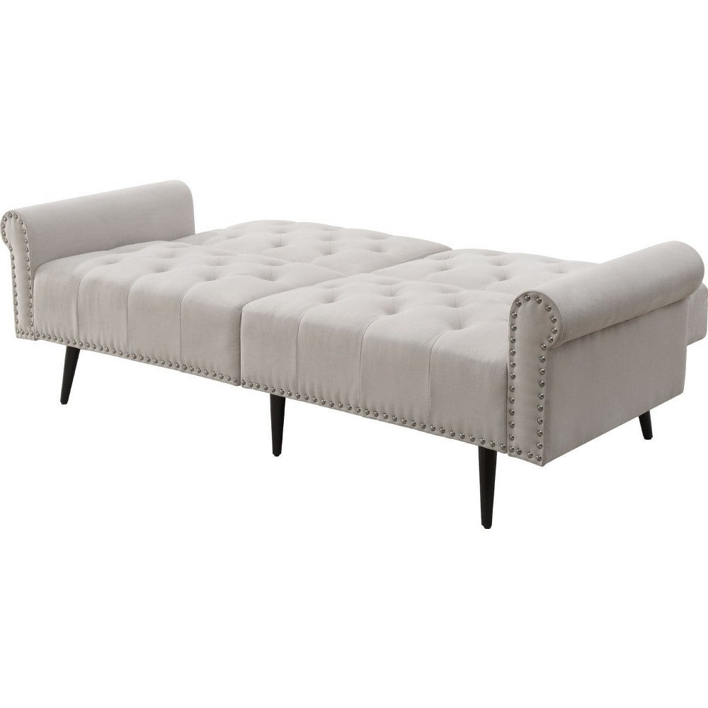 Adjustable Sofa with Button Tufting and Rolled Arms, White - BM250414