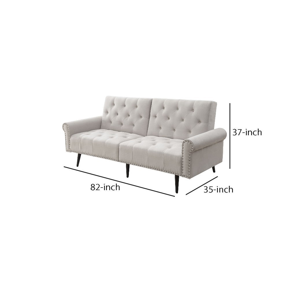 Adjustable Sofa with Button Tufting and Rolled Arms, White - BM250414