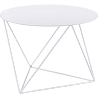 Accent Table with Open Geometric Base and Round Top, White - BM250416