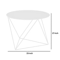 Accent Table with Open Geometric Base and Round Top, White - BM250416