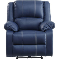 Leatherette Power Recliner Sofa with Pillow Top Armrests, Blue - BM252365