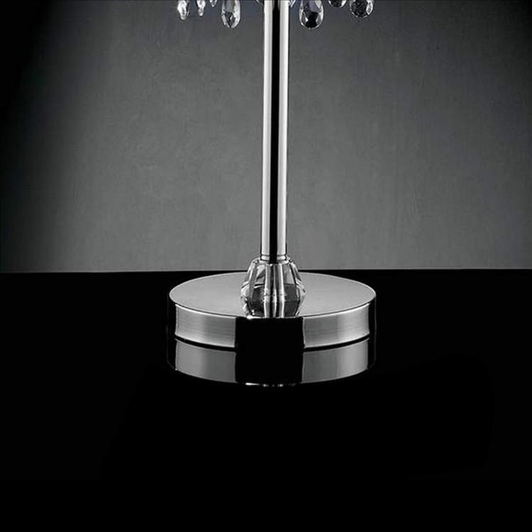 Table Lamp with Droplet Crystal Accents and Sleek Support, Silver - BM252772