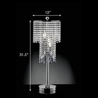 Table Lamp with Droplet Crystal Accents and Sleek Support, Silver - BM252772