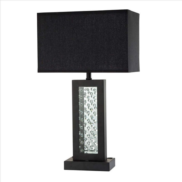 Table Lamp with Embedded Glass Panel, Black - BM253021