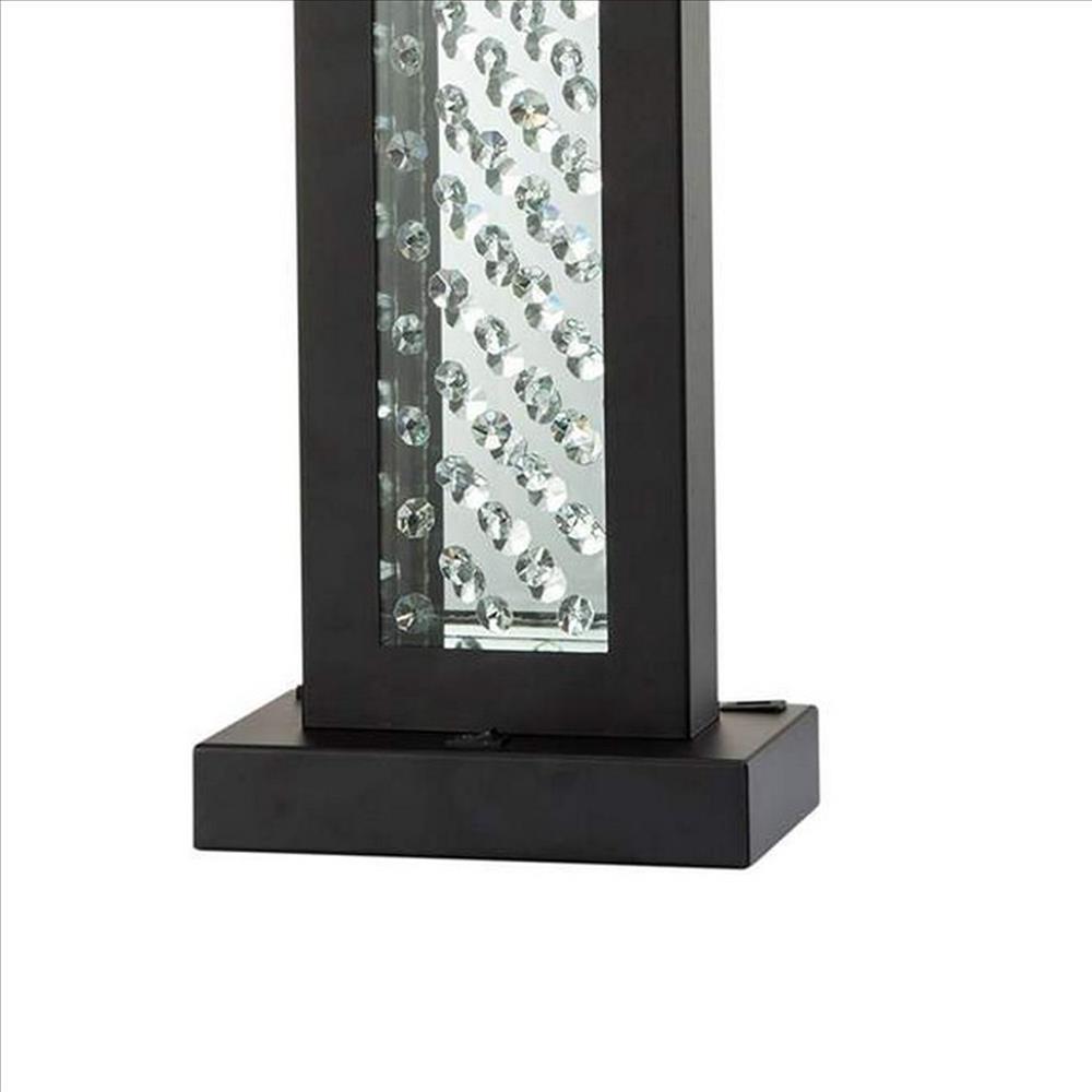 Table Lamp with Embedded Glass Panel, Black - BM253021