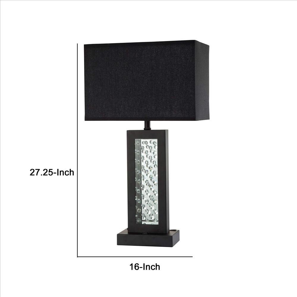 Table Lamp with Embedded Glass Panel, Black - BM253021