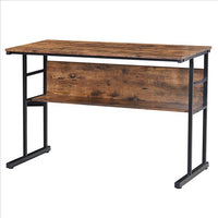 L Shape Desk with Tiltable Top and Metal Frame, Brown and Black - BM261317