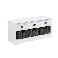 Storage Bench with 3 Pull Out Basket, White - BM261424