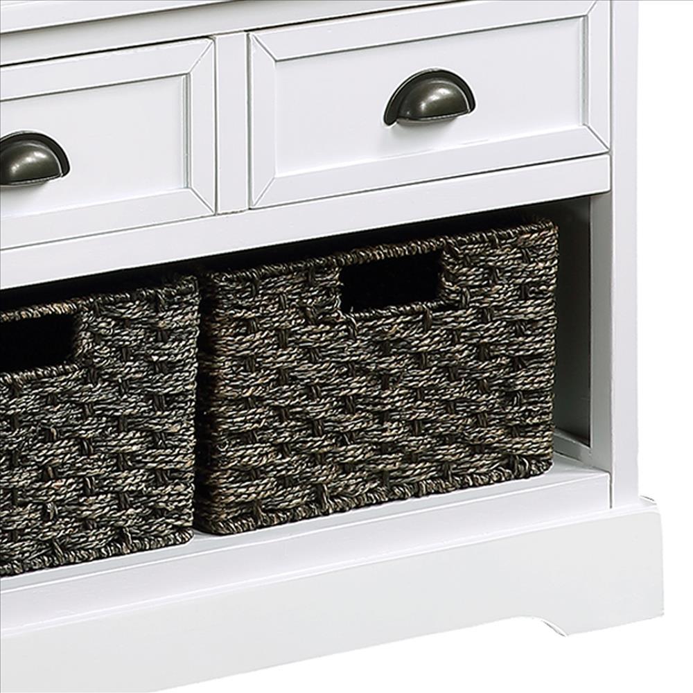 Storage Bench with 3 Pull Out Basket, White - BM261424