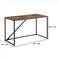 Computer Desk with Wooden Top and Metal Frame, Brown and Black - BM261454