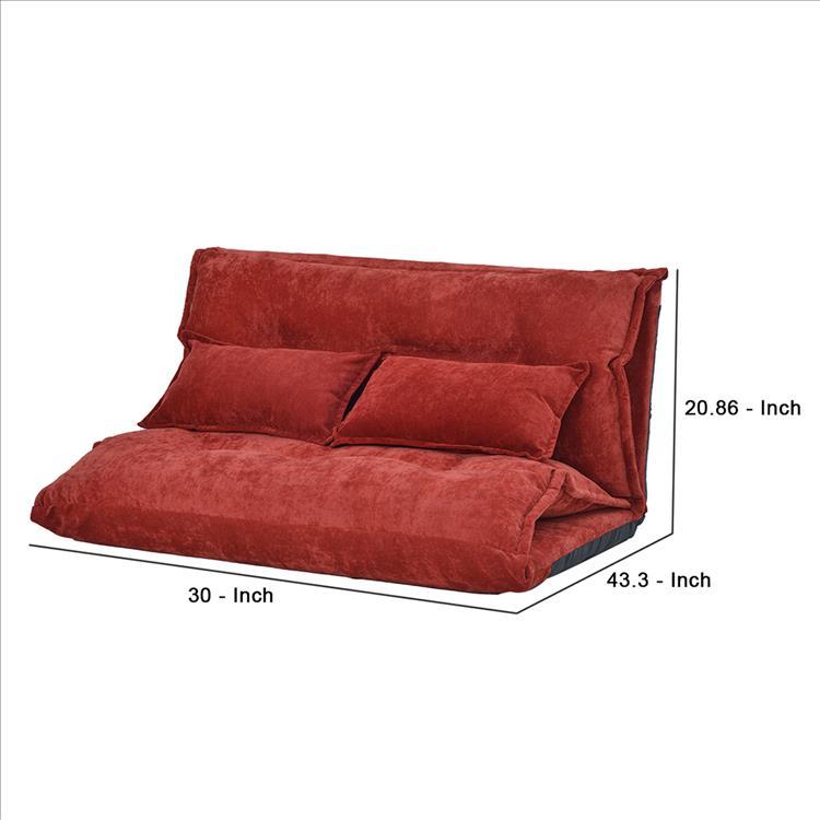 Sofa Bed with 5 Way Adjustable Back and Pillows, Red - BM261468