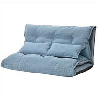 Adjustable Foldable Leisure Futon Sofa with Tufting, Blue - BM261469