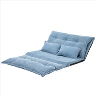 Adjustable Foldable Leisure Futon Sofa with Tufting, Blue - BM261469