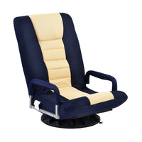 Swivel Floor Gaming Chair with 7 Angle Adjustable Back, Dark Blue - BM261479