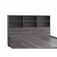 Twin Bookcase Headboard with 6 Open Compartments, Distressed Gray - BM261489