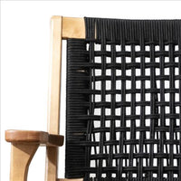 Accent Chair with Rope Woven Seat and Wooden Frame, Brown and Black - BM261507