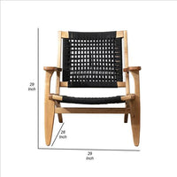 Accent Chair with Rope Woven Seat and Wooden Frame, Brown and Black - BM261507