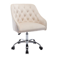 Office Chair with Padded Swivel Seat and Tufted Design, Beige - BM261580