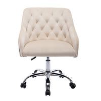Office Chair with Padded Swivel Seat and Tufted Design, Beige - BM261580