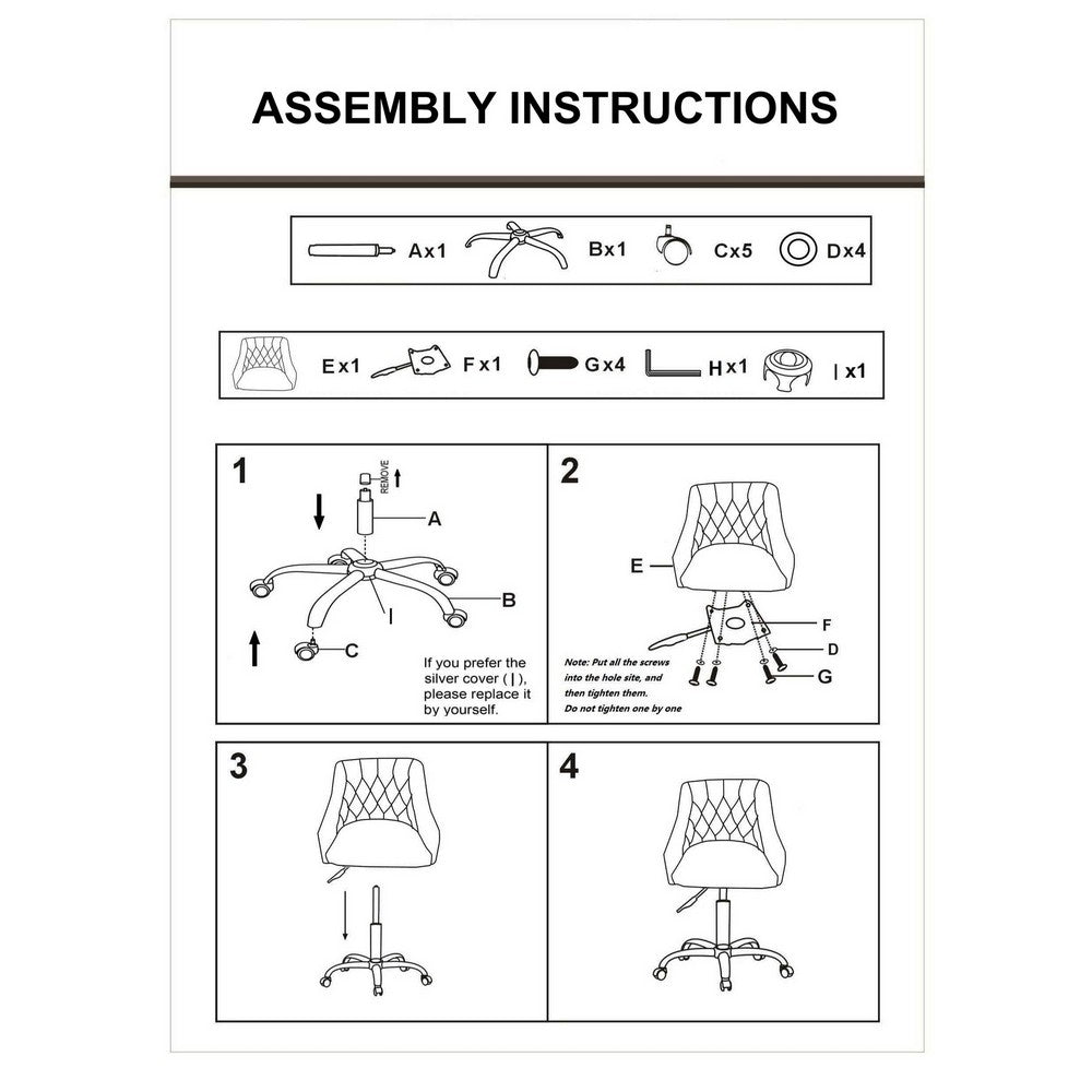 Office Chair with Padded Swivel Seat and Tufted Design, Beige - BM261580