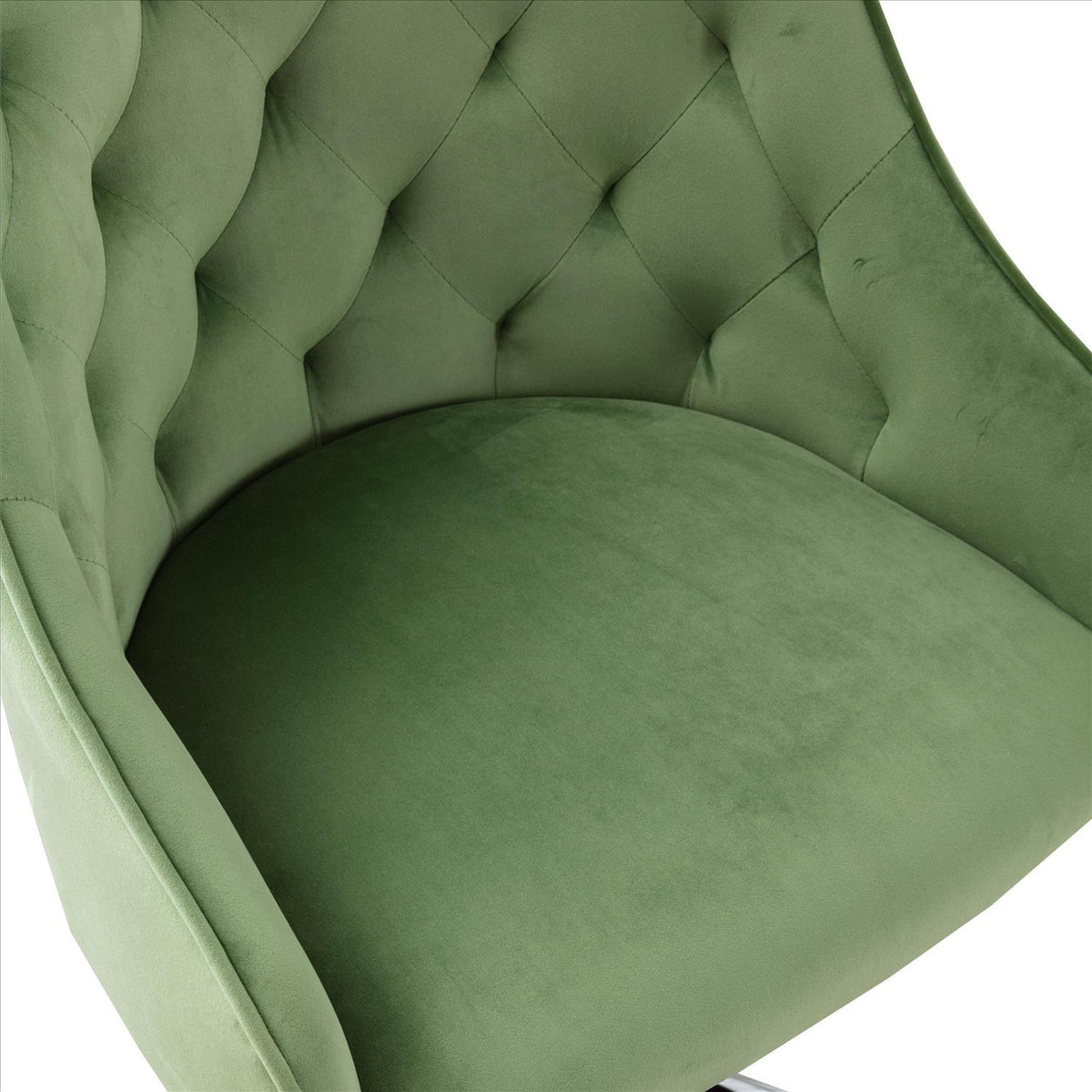 Office Chair with Padded Swivel Seat and Tufted Design, Green - BM261583