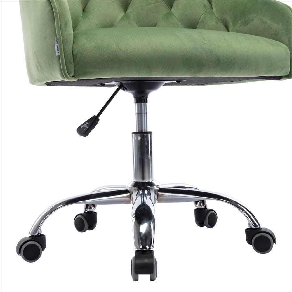 Office Chair with Padded Swivel Seat and Tufted Design, Green - BM261583