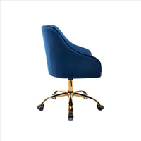 Office Chair with Padded Swivel Seat and Tufted Design, Navy Blue - BM261588