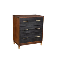 Chest with 3 Drawers and Round Legs, Brown and Black - BM261850